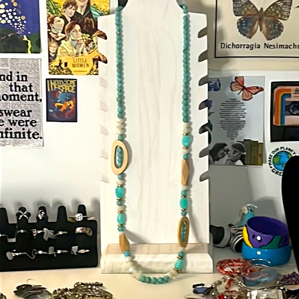 42" necklace. These are made of wood, plastic and glass.#004​